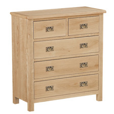 Baysdale Oak 2 Over 3 Chest of Drawers – Rustic 5 Drawer Solid Wood Storage
