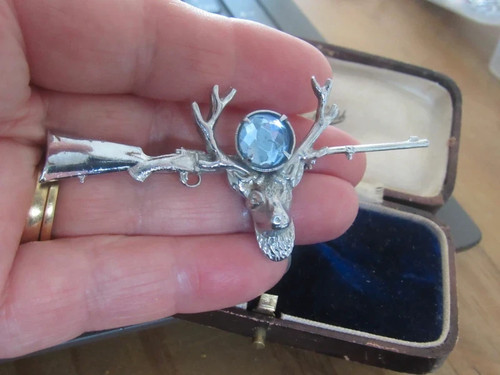 Vintage silver metal - , antlered