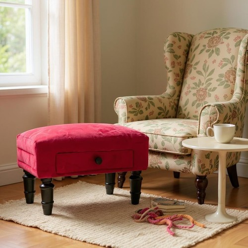 Red deluxe ottoman - ottoman, footstool