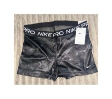 Women’s Nike Pro black camo training 3 inch shorts BNWT Size Large 16 18