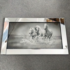 Galloping Horses Large Mirror Framed Art Print Heavy Decorative 100cm x 60cm