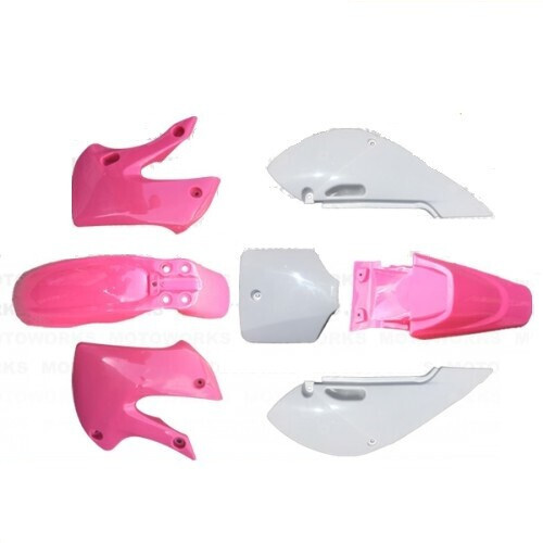 Pink white fender plastic set - white,