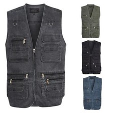 Shelikes Mens Multi Pocket Jacket Outdoor Fishing Camping Hiking Gilet