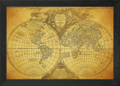 Old map the world framed - of,