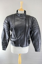 LADIES CLASSIC JTS BLACK LEATHER BIKER JACKET 38 INCH CHEST/MEDIUM