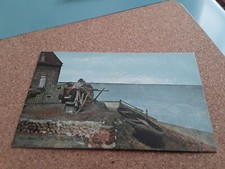 POSTCARD UNFATHOMABLE OFF THE NORFOLK COAST. COTTAGE & WOODEN ROWING BOAT