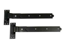 MERRIWAY Cranked Hook & Band Hinges, Black Epoxy, 400mm x 45mm x 4mm