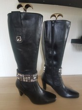  Black Leather Jewelled  Boots