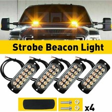 4x 12-LED Amber Warning Emergency Hazard Beacon Dash Strobe Light Bar Foglights