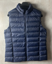 M&S Feather & Down Women's Navy Hooded Parachute Vest Gilet Size 12 BNWT (D9)