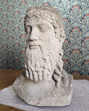 20th Century Ancient Greek Myth Medicine God Asclepius Stone Bust Statue Garden