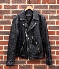 AllSaints BERWICK Leather Biker Jacket LARGE Black Mens All Saints Moto Bomber