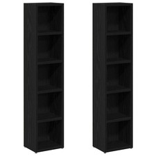 CD Cabinets TV Unit Bookcase Solid Storage Shelves Media Shelving Rack Tower 2pc