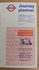 1992 Mar 'Poems' London Underground Tube Map Very Good Condition