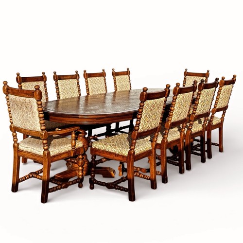 Oak extending dining table - table, &