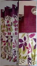 Pair of eyelet fully lined Curtains, modern floral pattern.