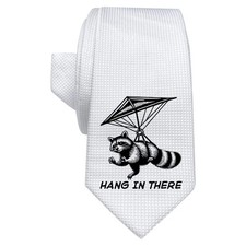 'Hang Gliding Raccoon' White Tie / Necktie with Gift Box (AT00020429)