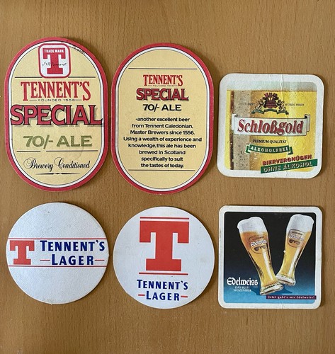 Vintage beer mats - beer, tennent's