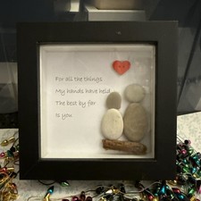 Handmade Personalised Family Pebble Art Picture Frame Gift Wall Art Best Is You