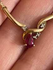 9ct gold ruby and diamond necklace 3.2g