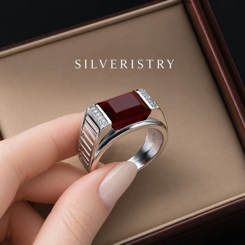 Mens red agate carnelian - agate, ring