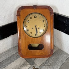 Westerstrand Art Deco Wall Clock Wood Case Sweden Pendulum  Mechanical Vintage