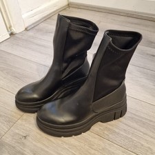 Berska Ladies Black Goth Style Boots Size 6