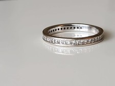 Hallmarked 18ct White Gold 1.00ct Princess Cut Diamond Full Eternity Ring S