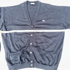 VINTAGE LACOSTE Wool Cardigan Sweater with pockets Mens 3 xl. Buttons. Dark grey