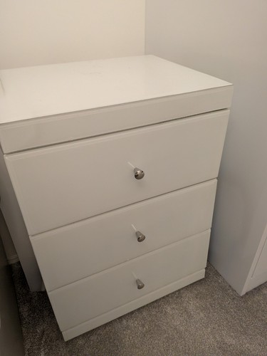 Pimlico white glass - glass, 3-drawer