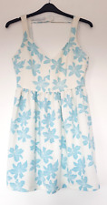 BNWOT Trafaluc Zara Strappy Dress in White & Light Blue Floral Design Size Large