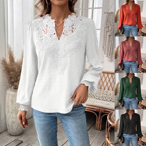 Women lace neck tunic tops - tunic,