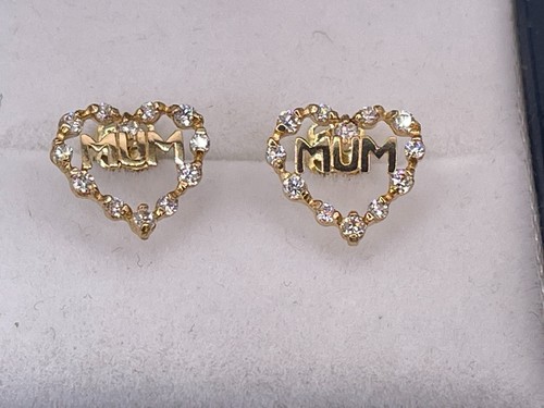 9ct gold cubic zirconia mum - gold,