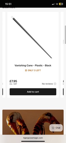 Vanishing black cane for - for, stage