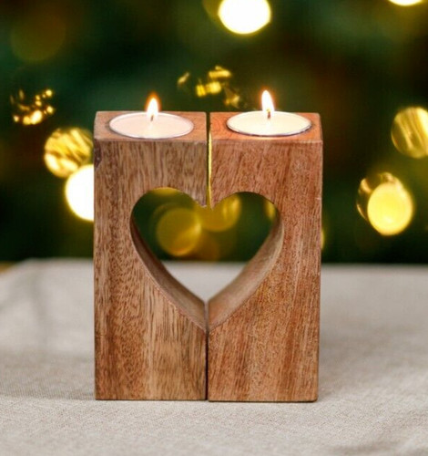 Wooden tealight candle holder - wooden,