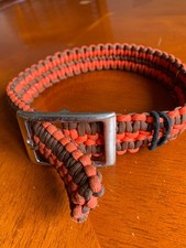 DOG COLLOR BY ALFIES LEADS PARA CORD ORANGE AND BROWN ADJUSTABLE  LENGTH 22INS