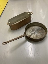 Large Antique Copper Pan Skillet And Salmon Poacher