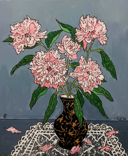 Original painting vase of - painting:,