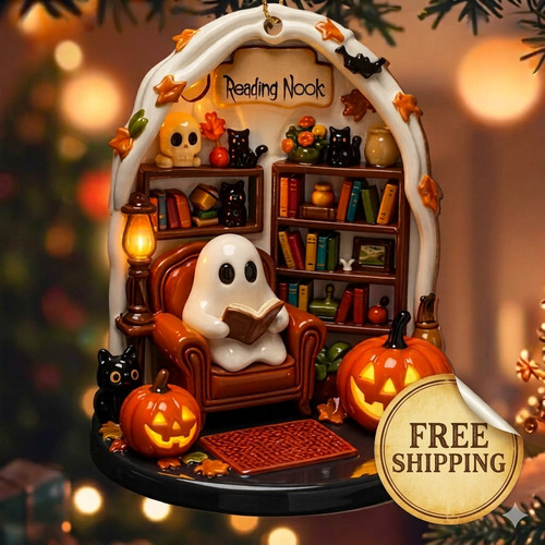 New cute reading ghost - new,