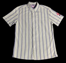 Mens Vintage Y2K Hilfiger Denim Short Sleeve Shirt Size-Medium Striped Tommy
