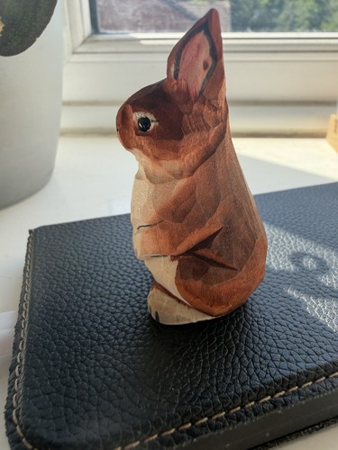 Brown rabbit hand carved - rabbit,