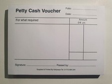 Petty Cash Voucher Book Pad Pre Printed Petty Cash Pad of 100 White Cash Slips 