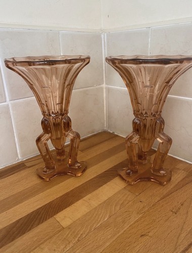Pair art deco - deco, peach