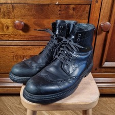 Camper Black Gore-Tex Boots Leather Wing Tip UK 8 Vibram Soles - Damaged Soles