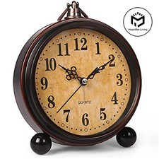 Vintage Style Silent Alarm Clock Classic Retro Bedside Desk Hanging Decoration