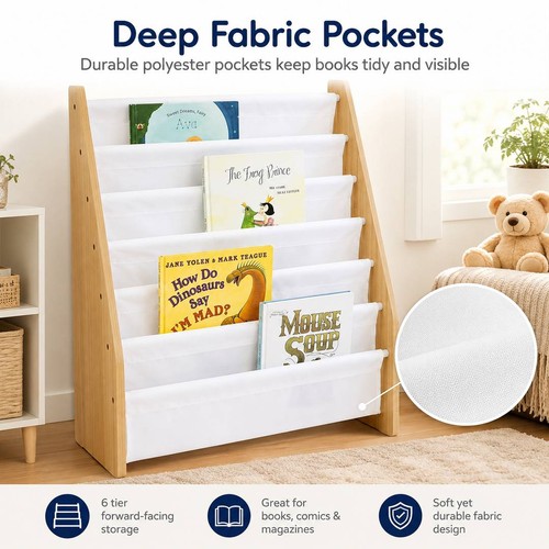 Kids wooden bookshelf - wooden, tier