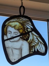 RENOVATED: Superb Hand Painted Victorian Stained Glass Hanger