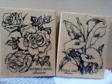 PSX Cala Lily & Hybrid Rose RARE wood mounted rubber stamps