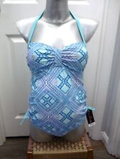 BNWT Ladies Pretty Blue Print Removable Padded Cup Bandeau Maternity Swimsuit