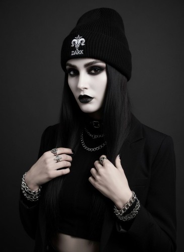 Beanie dark black hat - goth, alt